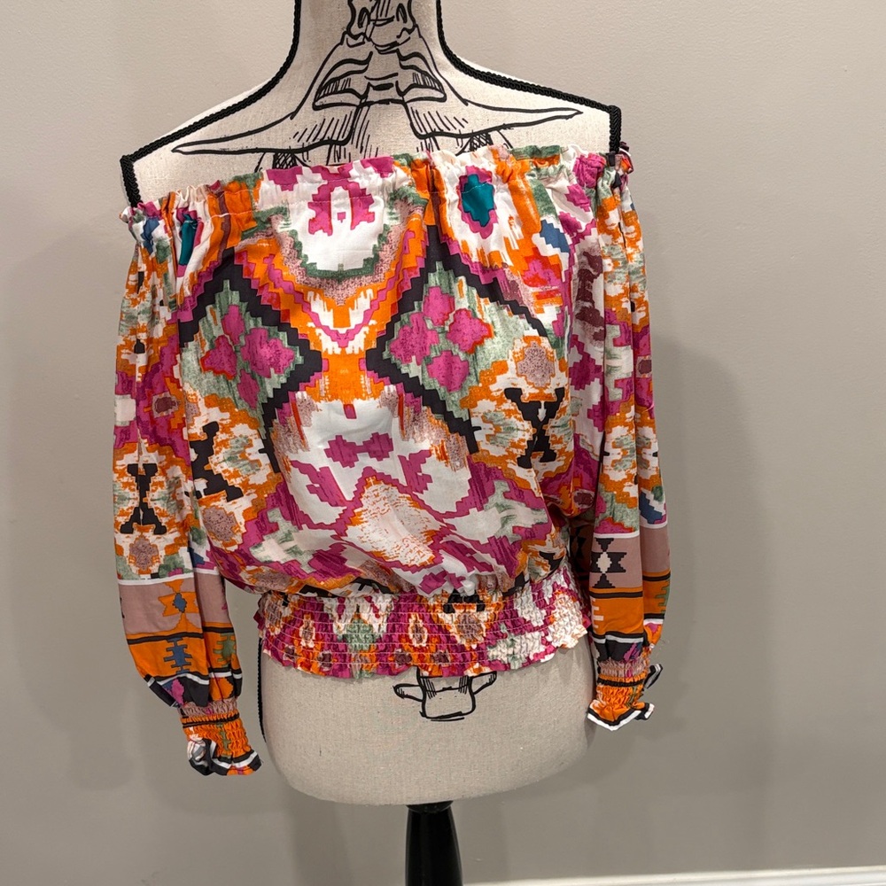Christian Siriano Multicolor Off-Shoulder Blouse NWT